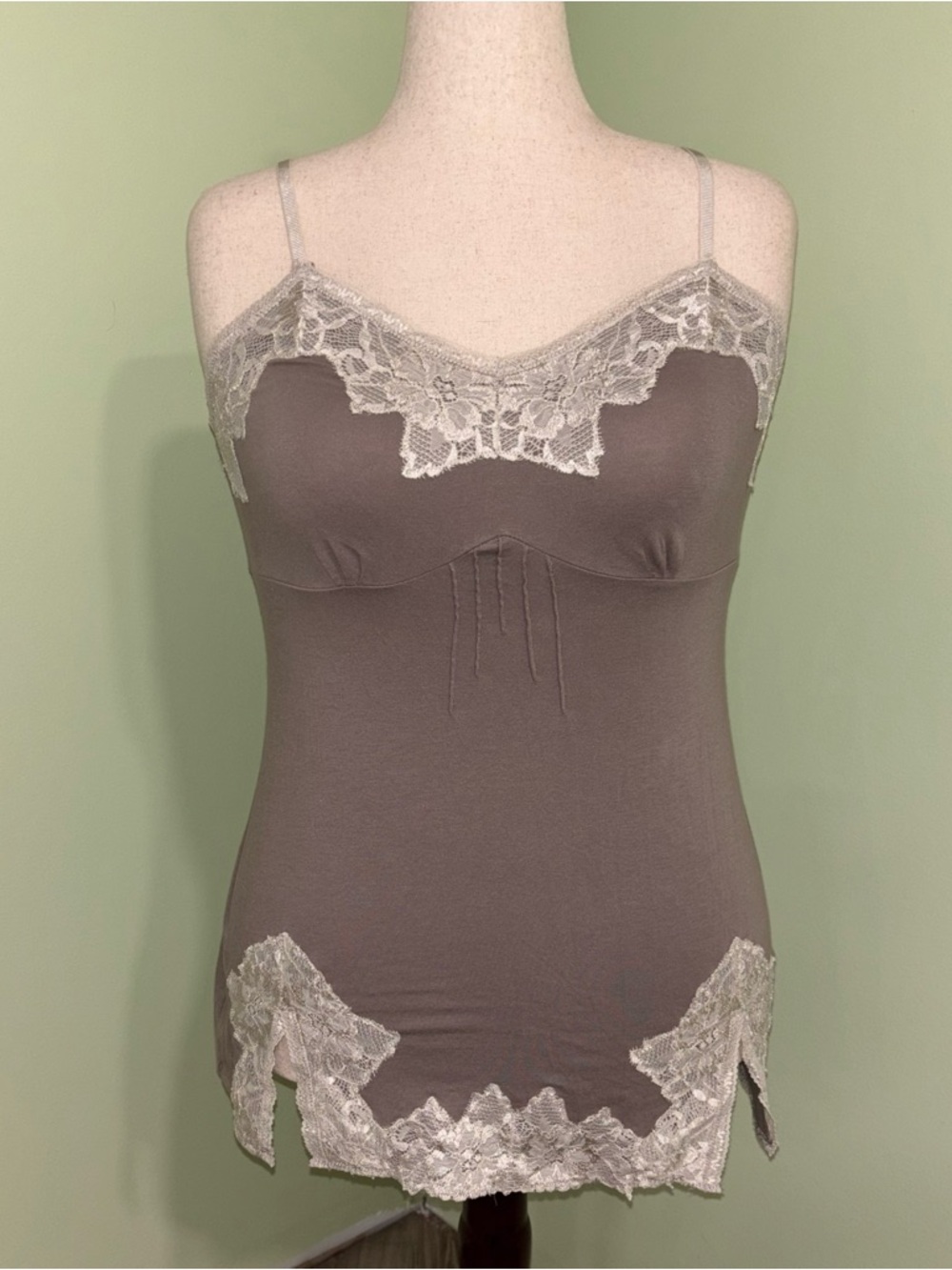Chanteuse Intimates Lace Appliqué Camisole Modal Blend Y2K Fairy Women’s Sz M